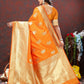 Lorenvalley Fashion Orange Soft Silk Woven Design Gold Zari Weaving Saree - Swadesiicart