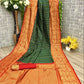 DEIANA'S Beautiful Designer Golden zari Soft Lichi Silk Saree - Green - Swadesiicart