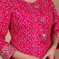 Miravan Women's Plus Size Pink Bandhani Pakistani Straight Kurti - Swadesiicart
