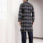 Black Linen Designer Embroidery Work Men's Rajwadi Kurta Set - Mahotsav