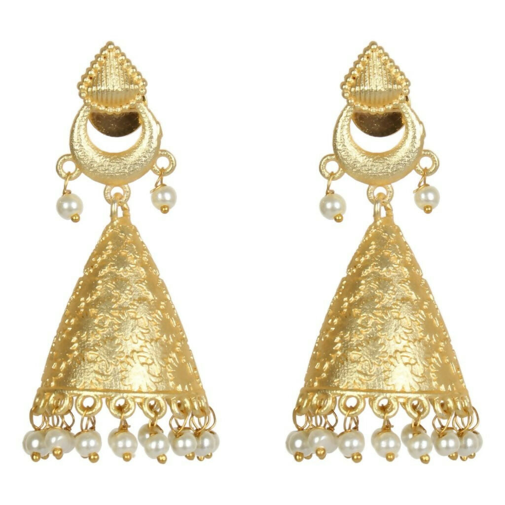 Joban Fashion Women Matte Gold Brass Jhumka | Swadesiicart