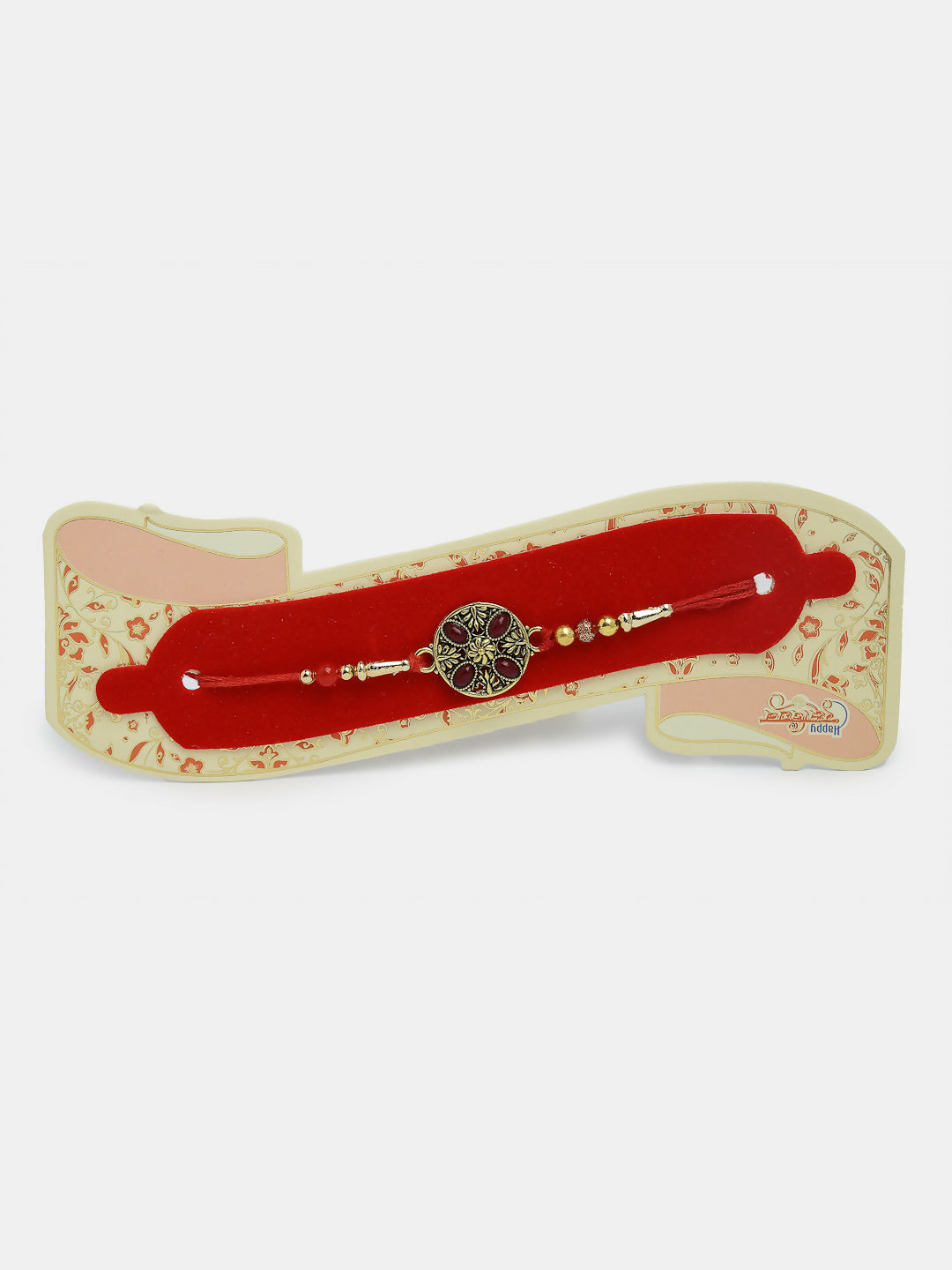 NVR Men Set of 4 Multicolor Stone-Studded Rakhi With Roli Chawal & Chocolate | Swadesiicart