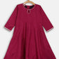 Ahalyaa Wine Poly Silk Curved Kids Kurta Palazzo Set With Bottom For Girls | Swadesiicart