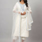 Juniper Women's White Chinnon Solid Embroidered Kurta Set | Swadesiicart
