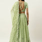 House of Panchhi Pista Green Pure Georgette Embroidered Lehenga & Blouse, Dupatta | Swadesiicart