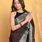 Very Much Indian Modal Silk Ajrakh Handblock Printed Natural Dyes With Designer Border Saree - Dark Maroon | Swadesiicart