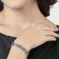 NVR Women American Diamond Rhodium-Plated Link Bracelet - Swadesiicart