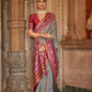Silver Grey Banarasi Weaving, Ultra Aqua Finish, Zari Work Banarasi Silk Saree - Rath Kunti - Swadesiicart