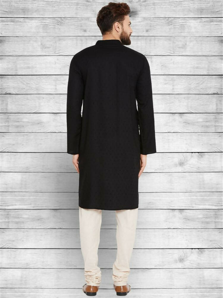 Even Apparels Pure Cotton Black Kurta - Black | Swadesiicart