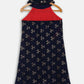 Ahalyaa Navy Printed Chanderi Silk Kids Kurta With Pant For Girls | Swadesiicart