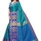 Vamika Banarasi Jacquard Weaving Blue Saree (DHONI BLUE) | Swadesiicart