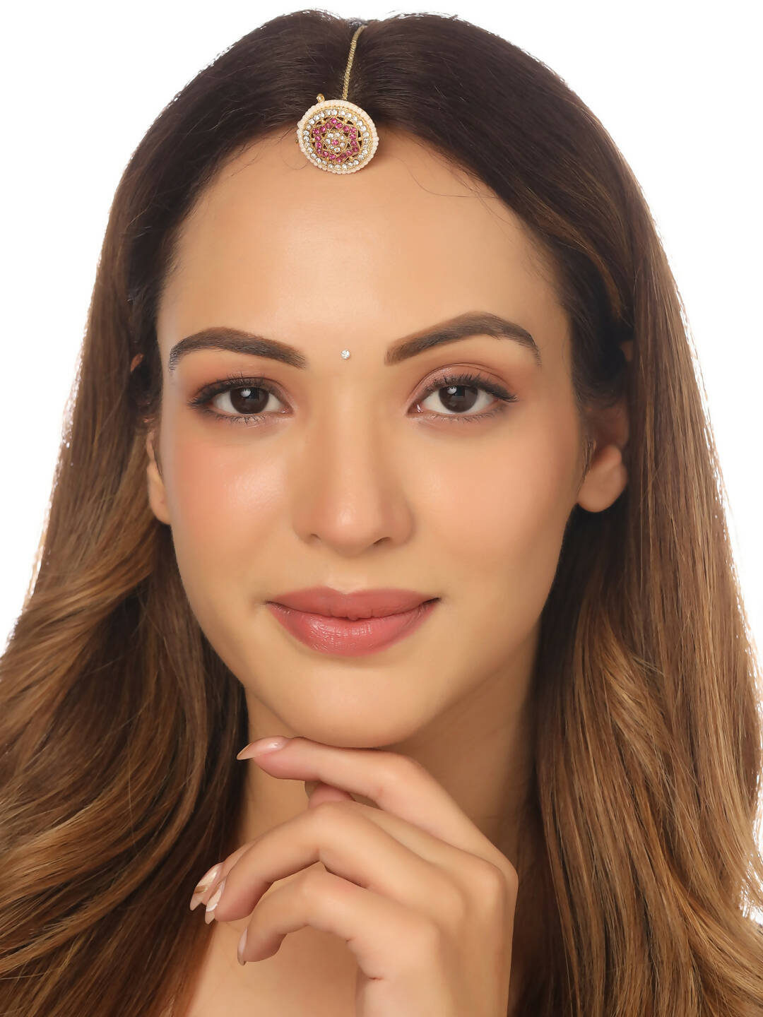 NVR Women's Trending Stylish Gold-Polished Maang Tikka | Swadesiicart