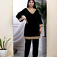 Miravan Women's Black Velvet Dreams Embroidered Co-ord Set - Swadesiicart