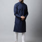 Even Apparels Navy blue Color Pure Cotton Men's Kurta With Band Collar (PRT1184-NVC) | Swadesiicart