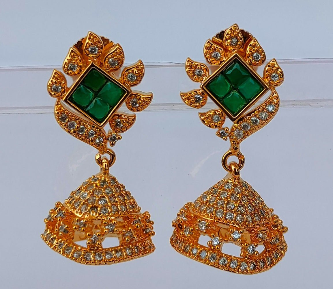 AD Emerald Designer Jhumkas - Mokshi Collections