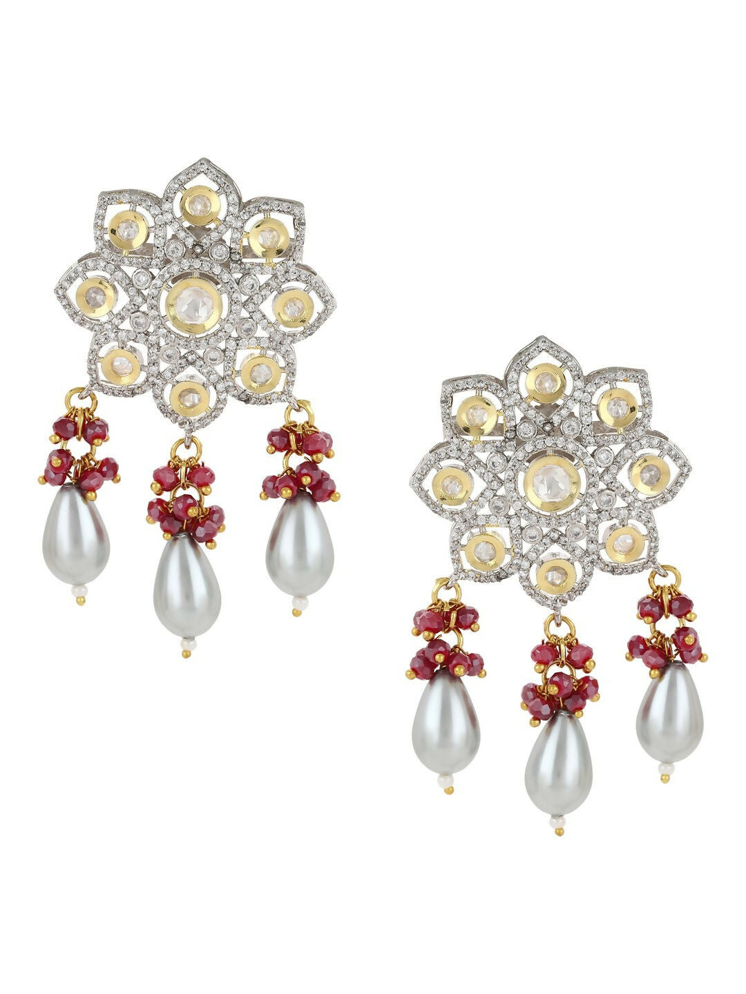 Diamond & Semi Precious Stone Earrings- Ruby Raang | Swadesiicart