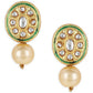 Gold-Toned White Kundan Oval-Shape Gold-Polished Studs Earrings - Ruby Raang | Swadesiicart