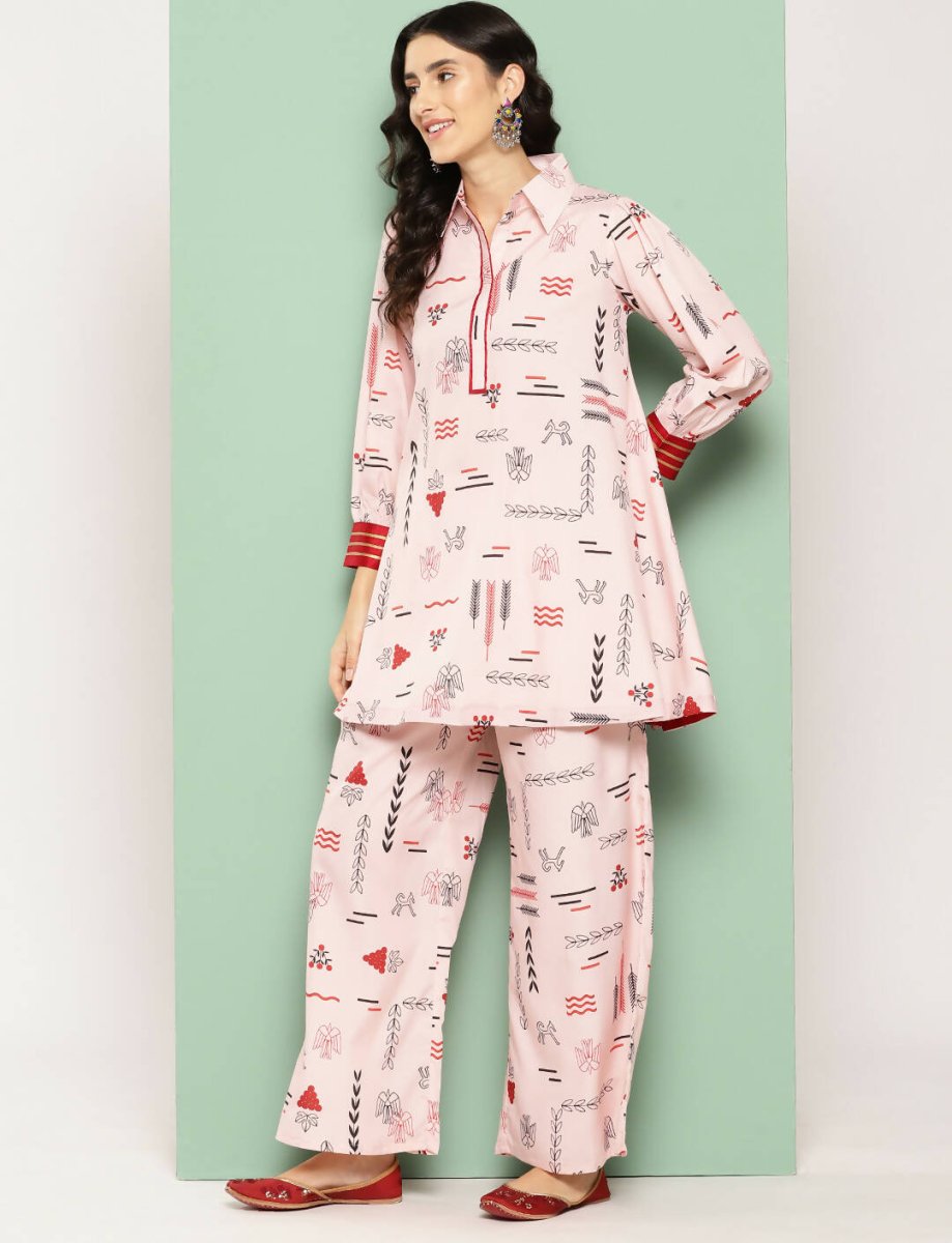Ahalyaa Women's Traditional Wear Co-ods - Peach | Swadesiicart
