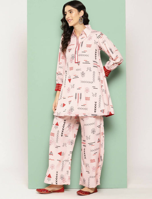 Ahalyaa Women's Traditional Wear Co-ods - Peach | Swadesiicart