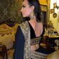 trueBrowns Black Velvet Embroidered Lace Blouse | Swadesiicart