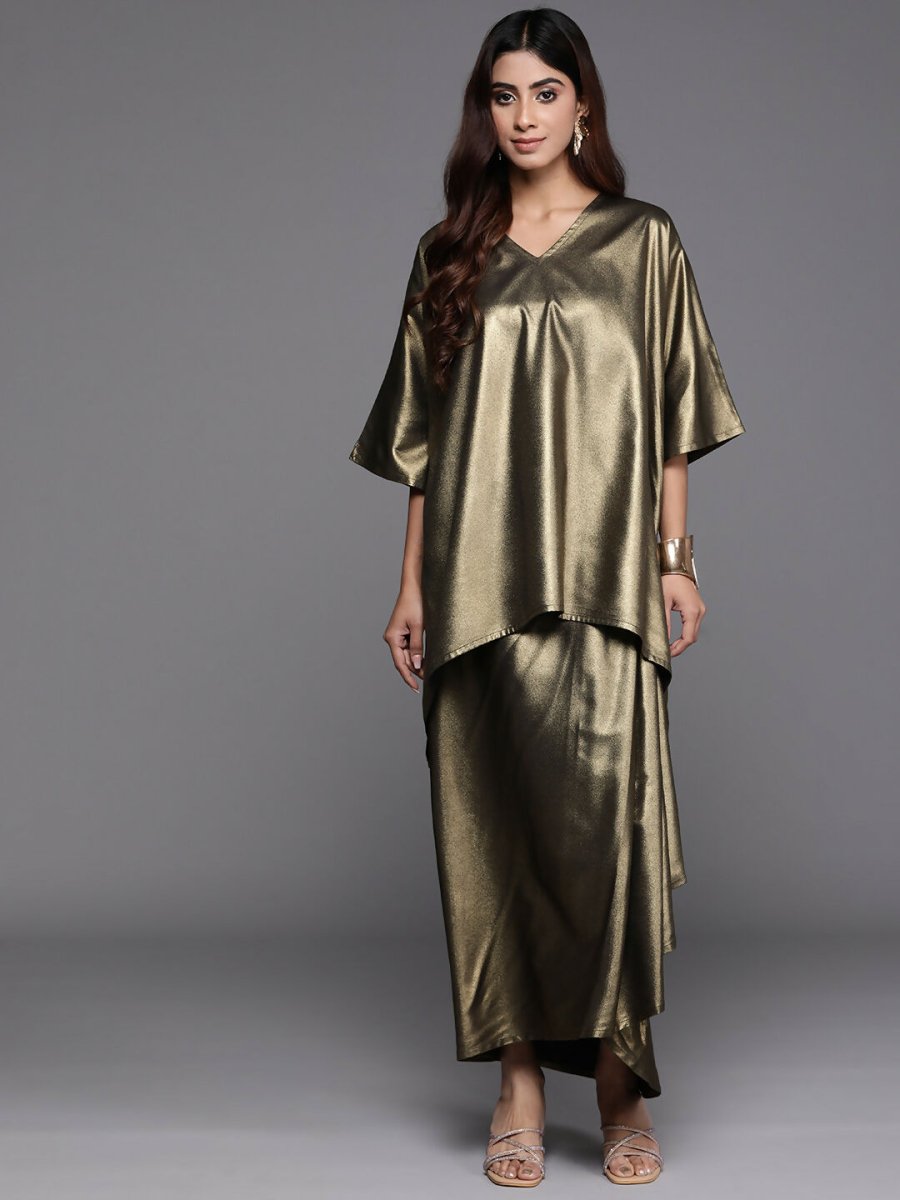 Ahalyaa Women's Traditional Wear Co-ods - Antiqe Gold - Swadesiicart