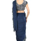 All Season Wear Gray And Blue Ruffled Ready To Wear Saree