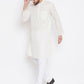 Even Apparels Cream Linen Men's Kurta With Band Collar | Swadesiicart