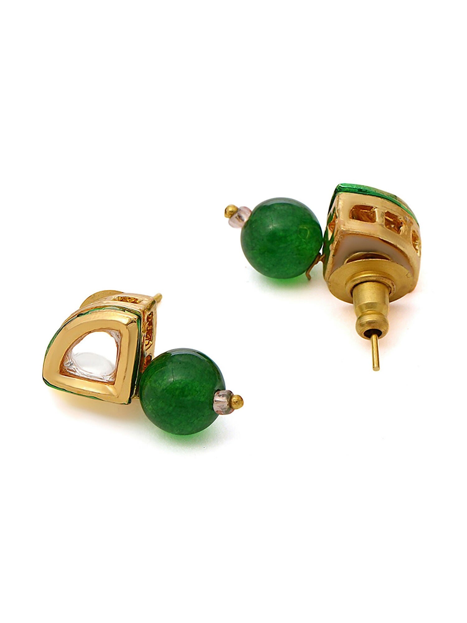 Ruby Raang Green Aventurine Kundan Studs | Swadesiicart