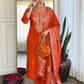 The52 Rust Women's Gorgeous Roman Silk Fabric Straight Kurta, Pant and Dupatta Set - Swadesiicart