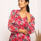 FIORRA Women's Red & Pink Georgette Floral Printed Western Dress - Swadesiicart