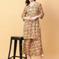 Joban Fashion Beige Cotton Printed & Hand Work Co-ord Set - Swadesiicart