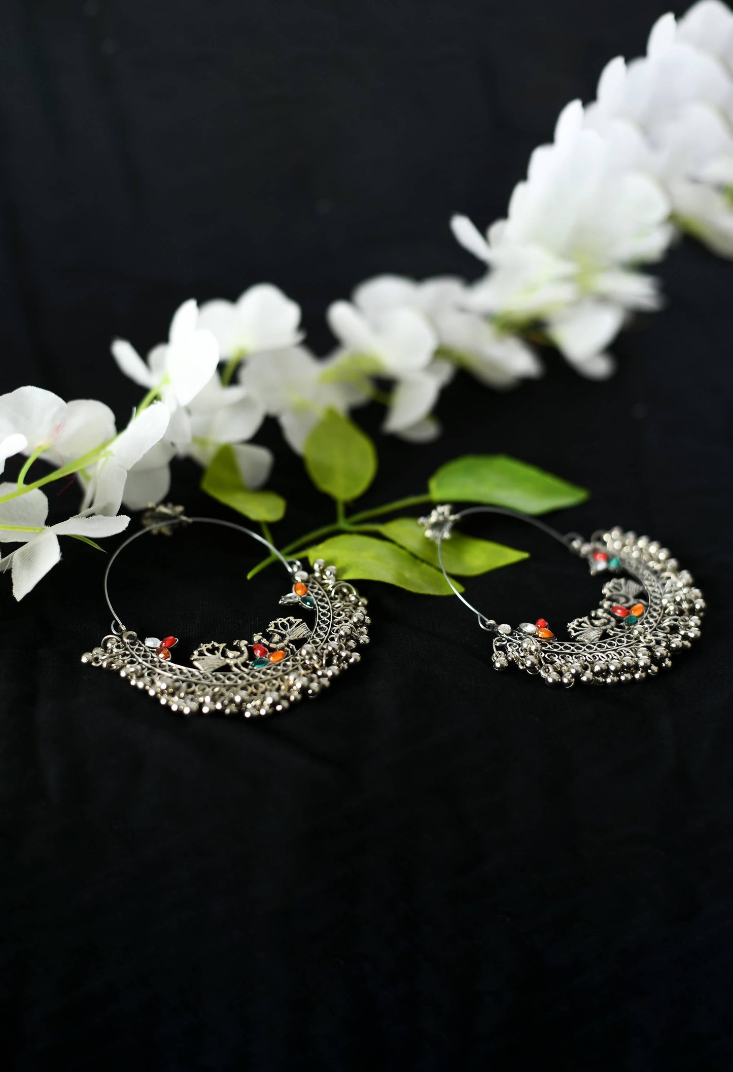 Mominos Fashion Johar Kamal Beautiful Peacock Design Chandbali Earrings - Swadesiicart