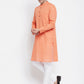 Even Apparels Orange Color Pure Cotton Men's Kurta With Band Collar | Swadesiicart