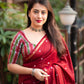 Maroon Chanderi Cotton Block Print Saree with Unstitched Blouse - Hiral Fashion | Swadesiicart