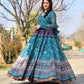 Jyoti Fashion Women's Blue Heavy Digital Printed Cotton Silk Anarkali Dress | Swadesiicart