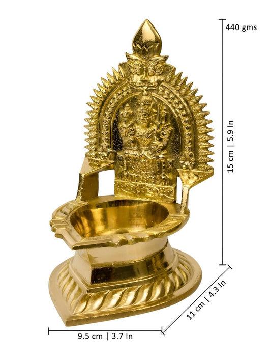 Spillbox Gold-Toned Brass Karumbu Kamachi Diya Pooja Essential | Swadesiicart
