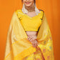 Jyoti Fashion Women's Yellow Kanjivaram Silk Zari Woven Saree with Blouse | Swadesiicart
