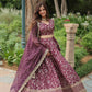 Lorenvalley Wine Pure Viscose Jacquard with Golden Embroidered Sequins work Lehenga Choli | Swadesiicart