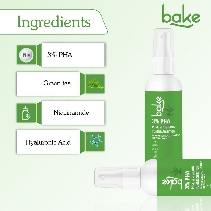 Bake 3% Pha Pore Minimising Toner With Gluconolactone & Niacinamide For Open Pores & Acne | Swadesiicart