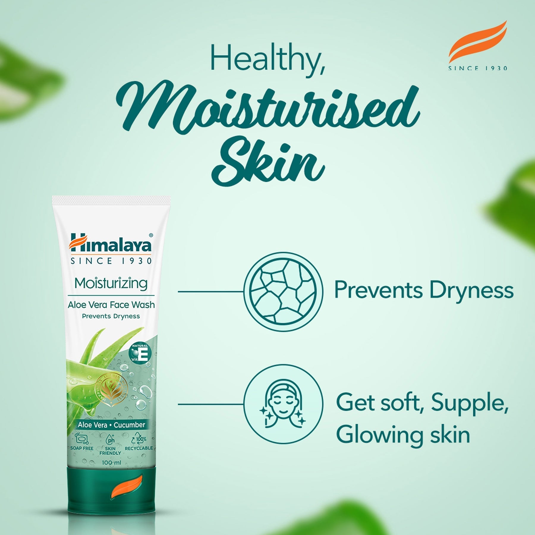 Himalaya Moisturizing Aloe Vera Face Wash | Gentle Hydrating Cleanser for Dry & Normal Skin - Swadesiicart