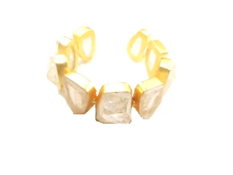 Bling Accessories Ivory / Gold Natural Stone Rough Bracelet - Bling Accessories