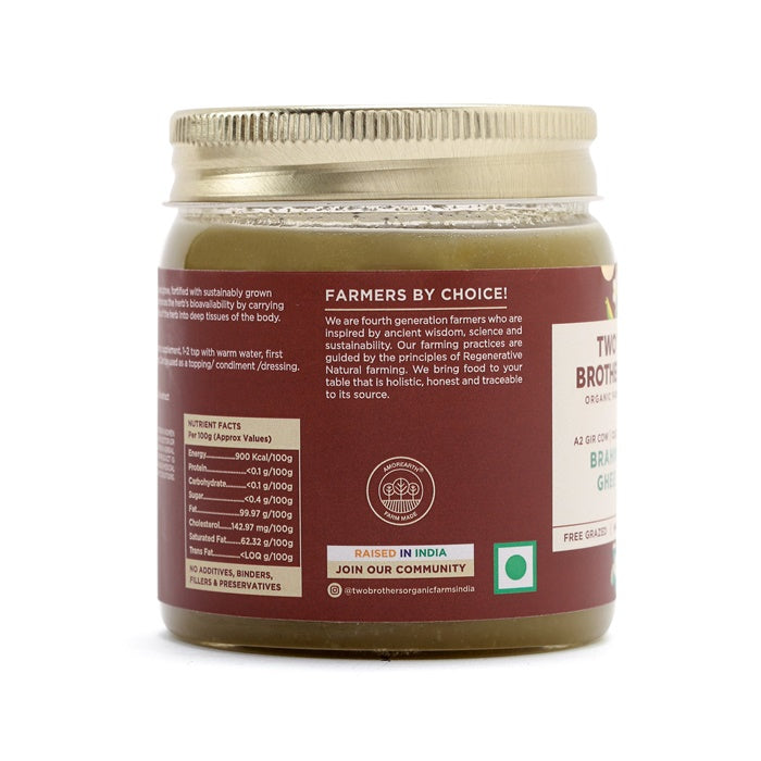 Two Brothers Organic Farms Brahmi Ghee | A2 Gir Cow Ghee (Brahmi) | Cultured Cow Desi Ghee | Curd-Churned Bilona Ghee | Pure, Natural, And Healthy | Swadesiicart