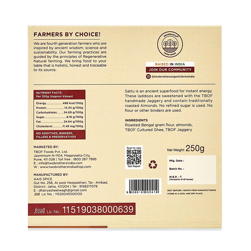 Two Brothers Organic Farms Sattu Laddu | Swadesiicart