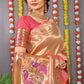 Anaita Orange Woven Design Pure Silk Banarasi Saree With Blouse