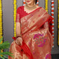 Anaita Red Woven Design Pure Silk Banarasi Saree With Blouse