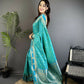 Joban Fashion Sea Green Banarasi Soft Silk Woven Saree | Swadesiicart