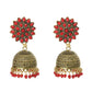 Mominos Fashion Joharkamal Kundan work Jhumka with Red Beads - Mominos Fashion