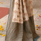 Joban Fashion Ivory Crepe Chiffon Pure Handloom Banarasi Silk Saree | Swadesiicart