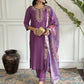 Purple Viscose chanderi Stitched Suit With Dupatta - Tanisha | Swadesiicart
