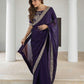 Lorenvalley Fashion Purple Rangoli Silk with Coding Sequence and Multi Lace Work Saree with Blouse - Swadesiicart